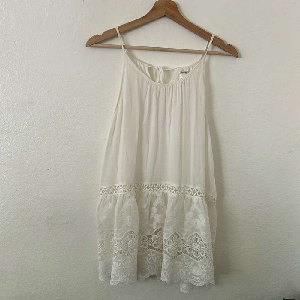 Esley Tie Back Sheer Nightie in White Sz M